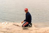 Peter Kozak cleaning his catch